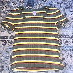 no boundaries striped ribbed t shirt